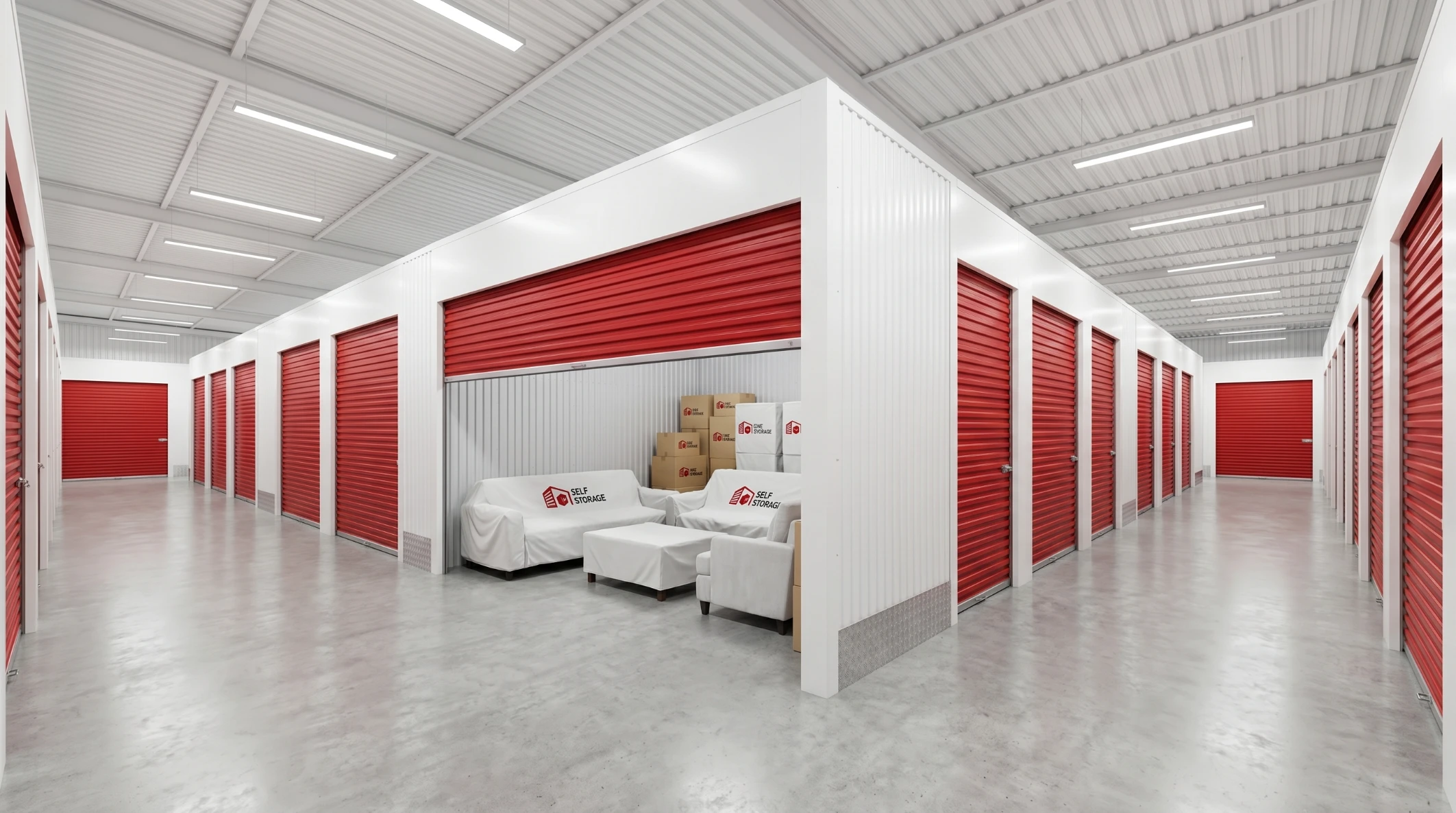 Organized furniture placement in storage